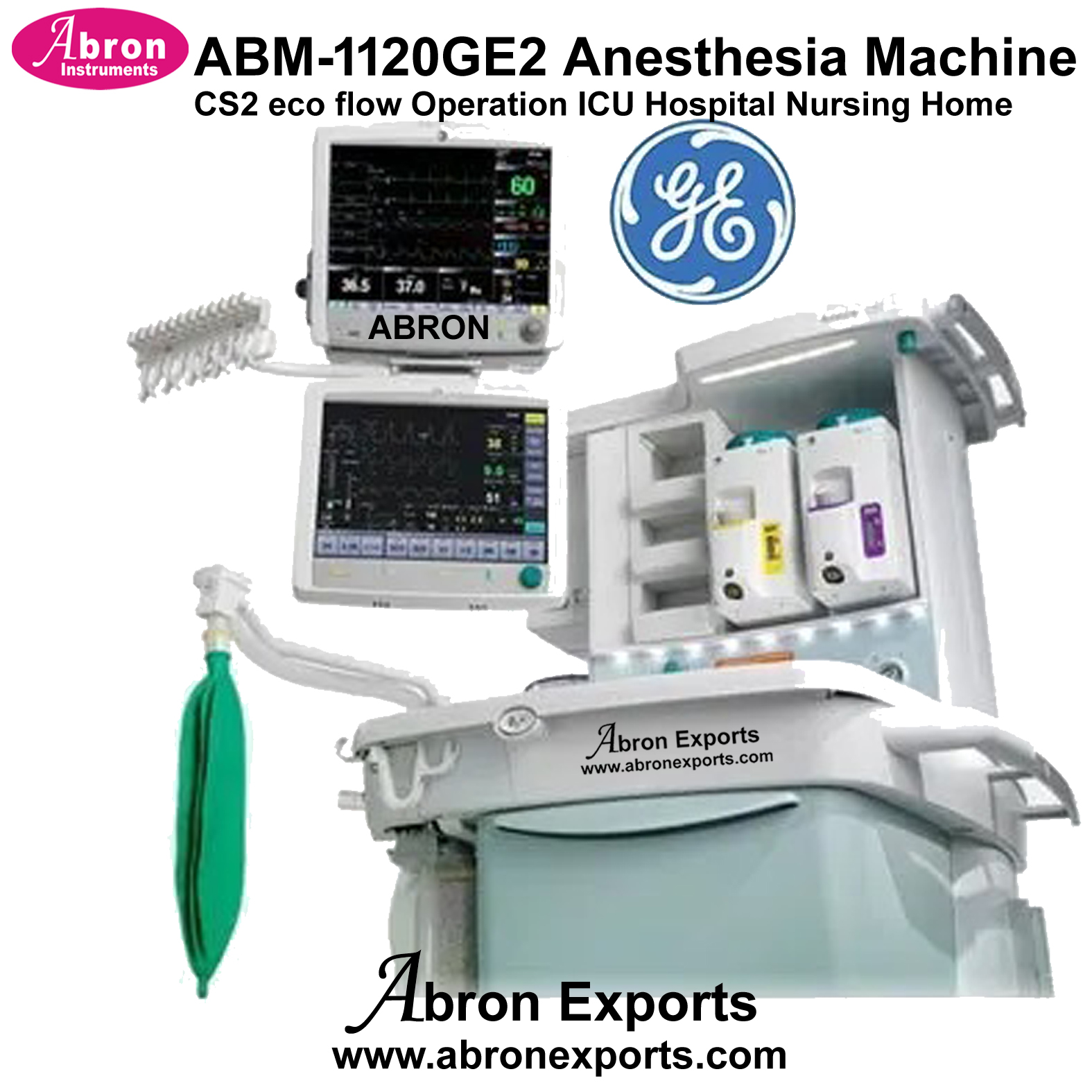 Anesthesia Machine CS2 with eco flow Operation ICU Hospital Nursing Home Medical Abron ABM-1120GE2 
